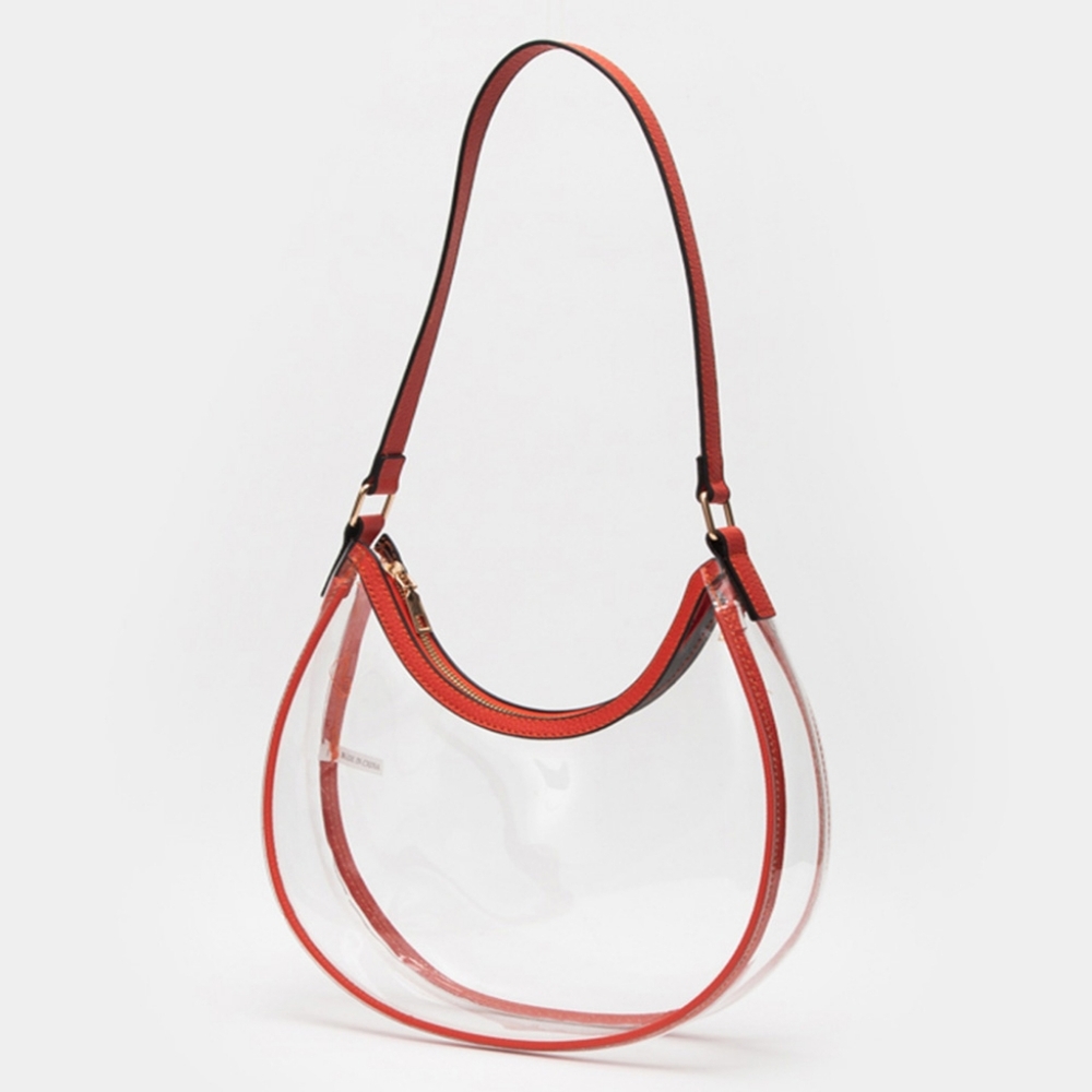 Transparent Clear Shoulder Hobo Purse Bag Orange Women Accessory